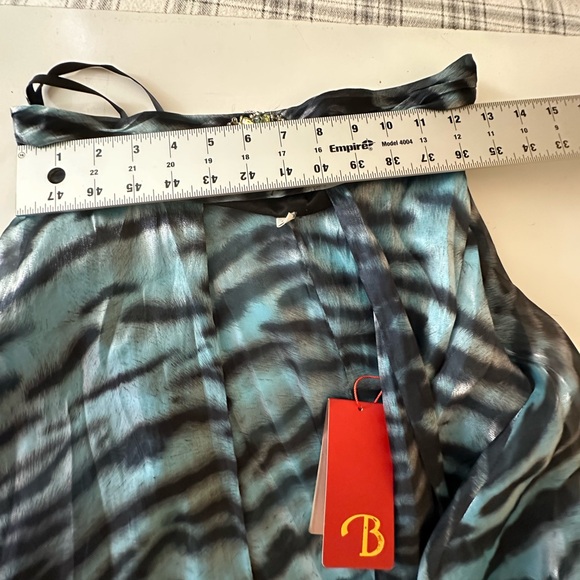 Bicici Turquoise Black Animal Print Open Front Jeweled Waist Maxi Skirt NWT M - Picture 14 of 14